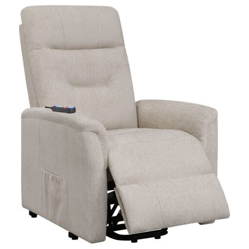 Henrietta Upholstered Power Lift Massage Chair Beige - Image 5