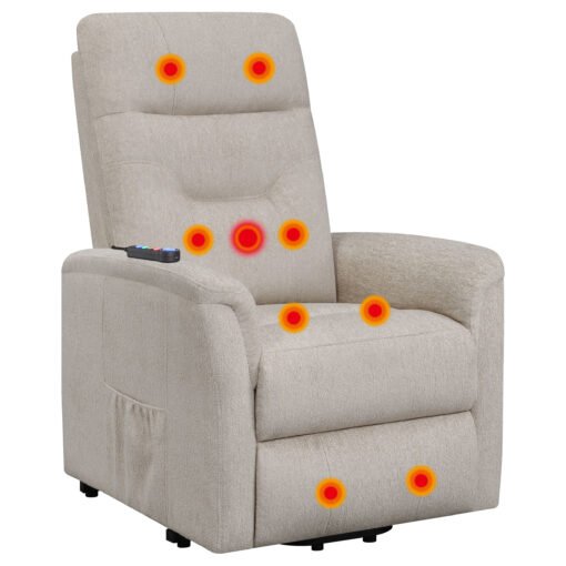 Henrietta Upholstered Power Lift Massage Chair Beige - Image 6