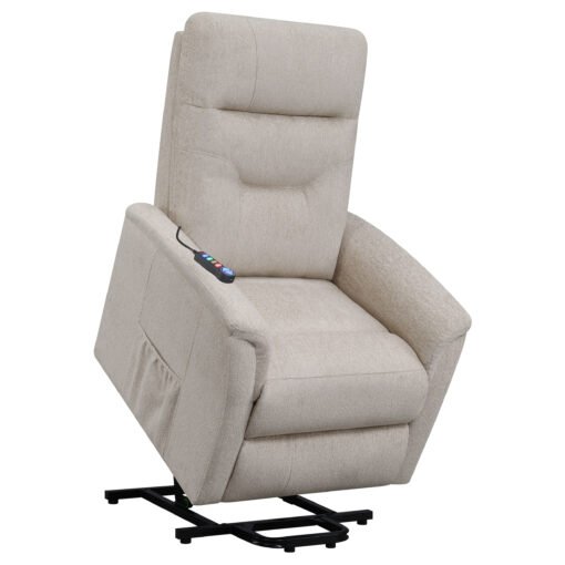 Henrietta Upholstered Power Lift Massage Chair Beige - Image 7