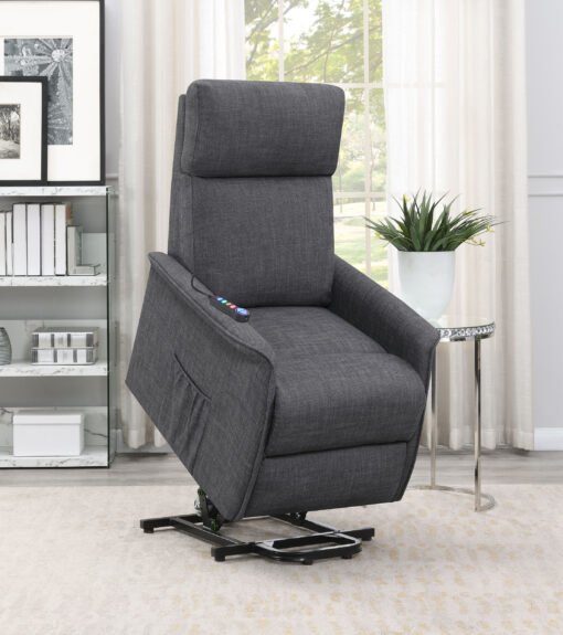 Herrera Upholstered Power Lift Massage Chair Charcoal - Image 4