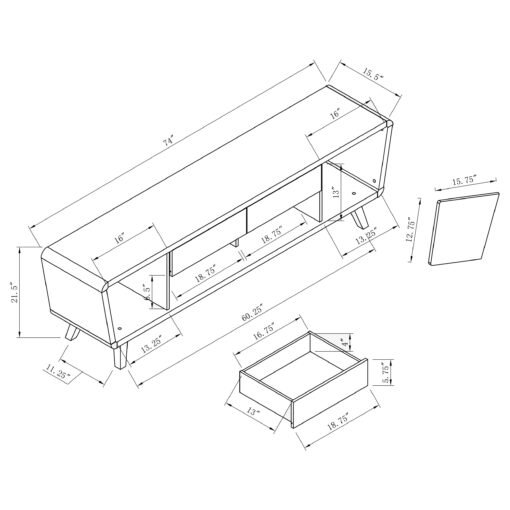 Alvin 2-door Engineered Wood 74-inch TV Stand Dark Walnut - Image 3