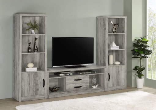 Burke 3-shelf Engineered Wood Media Tower Grey Driftwood - Image 12