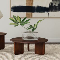 Dale Round Solid Mango Wood Coffee Table Brown