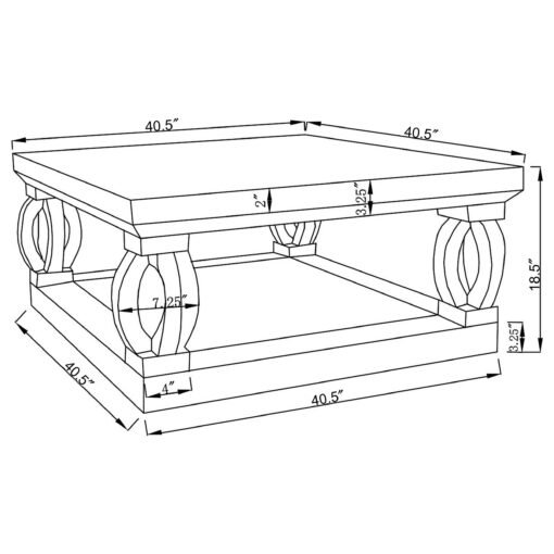 Amalia Square Mirrored Acrylic Crystal Coffee Table Silver - Image 4