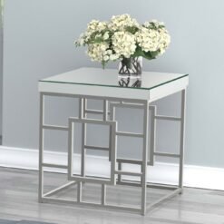 Dafina Square Mirrored Top Side End Table Chrome