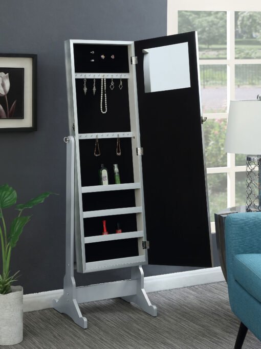 Elle Cheval Mirror with Jewelry Storage Silver - Image 2