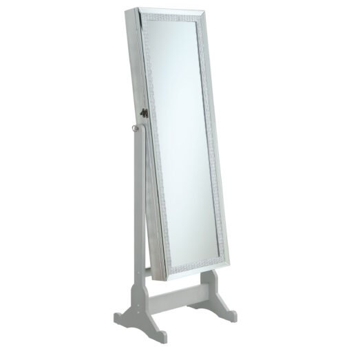 Elle Cheval Mirror with Jewelry Storage Silver - Image 3