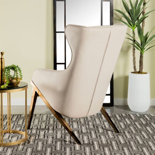 Walker Upholstered high Wingback Accent Chair Cream - Image 2