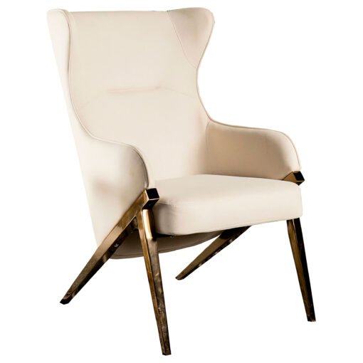 Walker Upholstered high Wingback Accent Chair Cream - Image 3
