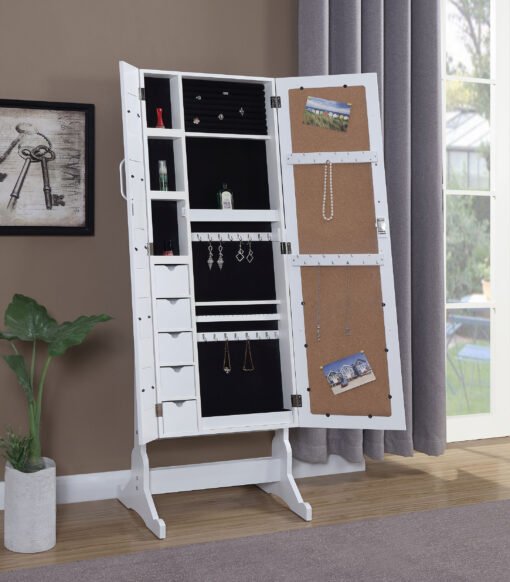 Doyle Cheval Mirror with Jewelry Storage White - Image 2
