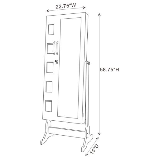 Doyle Cheval Mirror with Jewelry Storage White - Image 5
