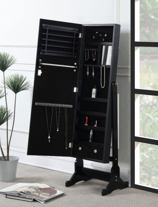 Tutuola Cheval Mirror with Jewelry Storage Black - Image 2