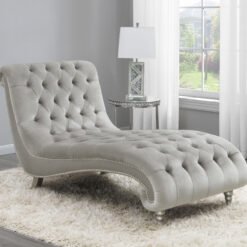 Lydia Velvet Upholstered Tufted Chaise Grey