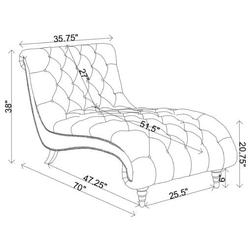 Lydia Velvet Upholstered Tufted Chaise Grey - Image 4