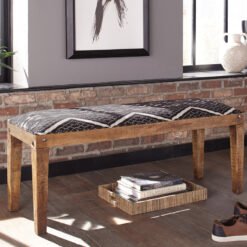 Lamont Fabric Upholstered Accent Bench Black and Natural