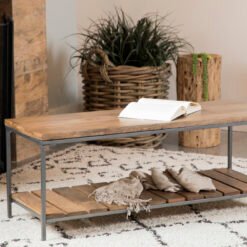 Gerbera Wood Accent Bench with Shelf Natural and Gunmetal