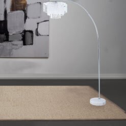 Shirley 86-inch Hanging Crystal Arc Metal Floor Lamp Chrome