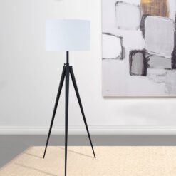 Harrington 60-inch Drum Shade Metal Tripod Floor Lamp Black