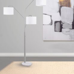 Jirou 84-inch Drum Shade Tree Floor Lamp Satin Nickel