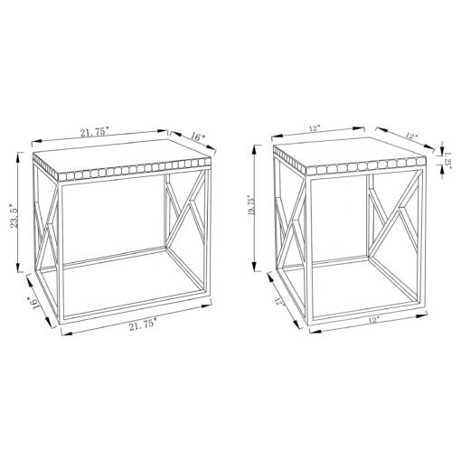 Betsy 2-piece Mirrored Stainless Steel Nesting Tables Silver - Image 3