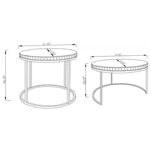 Addison 2-piece Round Mirror Top Nesting Tables Silver - Image 3