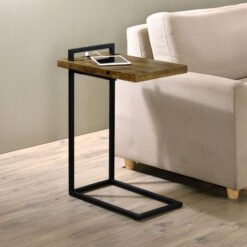 Maxwell C-shaped Side Table USB Charging Rustic Nutmeg