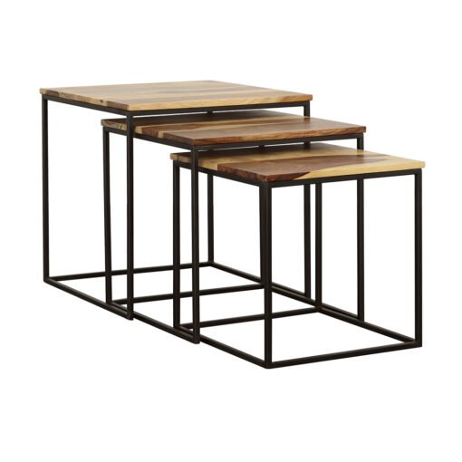 Belcourt 3-piece Square Nesting Tables Natural and Black - Image 2
