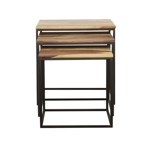 Belcourt 3-piece Square Nesting Tables Natural and Black - Image 3