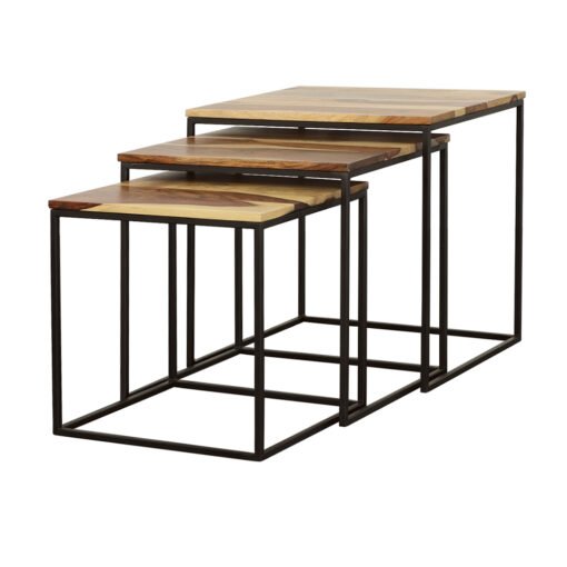 Belcourt 3-piece Square Nesting Tables Natural and Black - Image 4