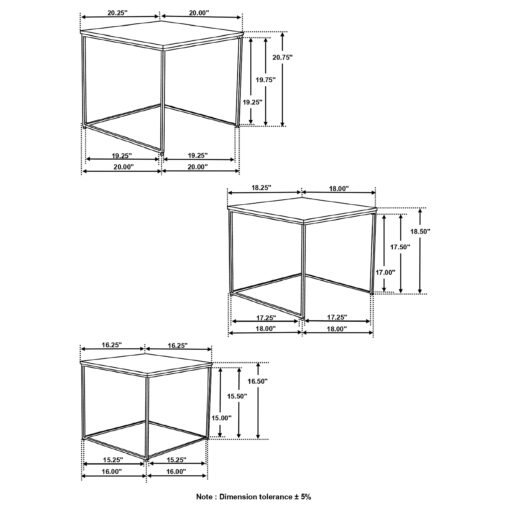 Belcourt 3-piece Square Nesting Tables Natural and Black - Image 7