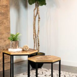 Adger 2-piece Hexagonal Nesting Tables Natural and Black
