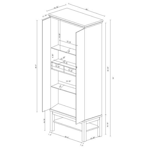 Lovegood 2-door Wood Tall Storage Cabinet Black and Brown - Image 6