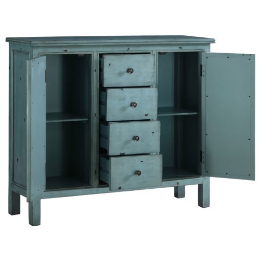 Rue 4-drawer Wood Trellis Accent Storage Cabinet Blue - Image 4