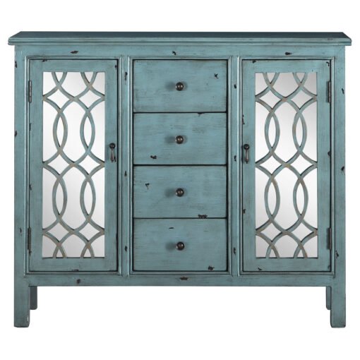 Rue 4-drawer Wood Trellis Accent Storage Cabinet Blue - Image 5