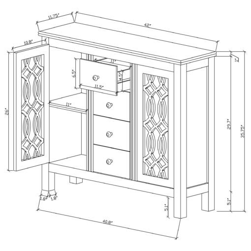 Rue 4-drawer Wood Trellis Accent Storage Cabinet Blue - Image 8