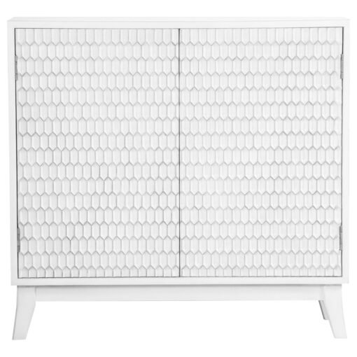 Gambon 2-door Wood Honeycomb Pattern Accent Cabinet White - Image 2