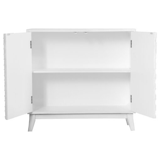 Gambon 2-door Wood Honeycomb Pattern Accent Cabinet White - Image 3