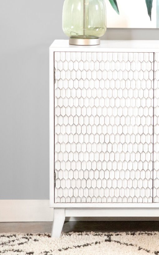 Gambon 2-door Wood Honeycomb Pattern Accent Cabinet White - Image 7