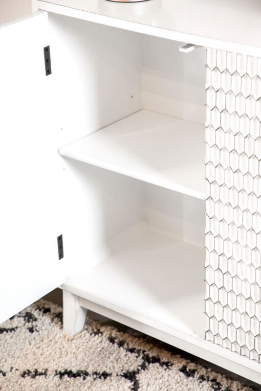 Gambon 2-door Wood Honeycomb Pattern Accent Cabinet White - Image 11
