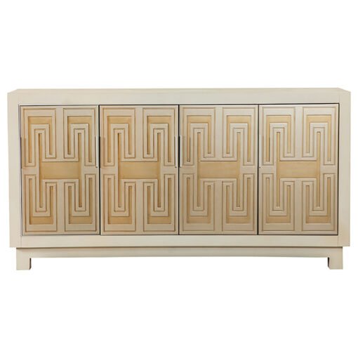 Voula 4-door Wood Accent Storage Cabinet White and Gold - Image 2