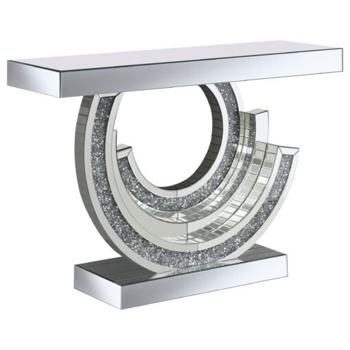 Imogen Sculptural Mirrored Entryway Console Table Silver - Image 2