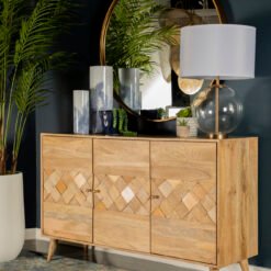 Alyssum 3-door Mango Wood Accent Cabinet Natural