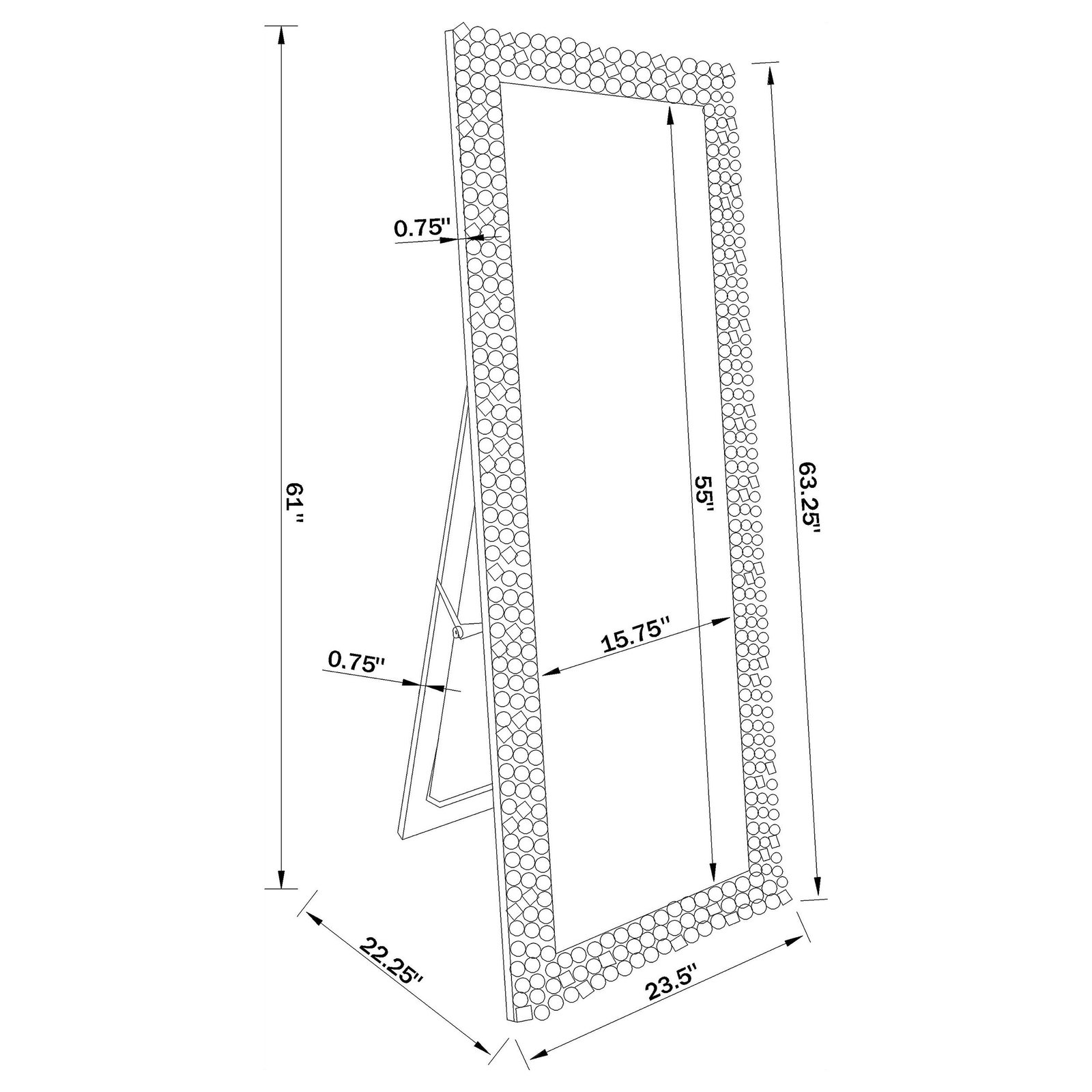 Mckay 24 x 63 Inch Acrylic Frame Standing Mirror Smokey Grey - Image 3